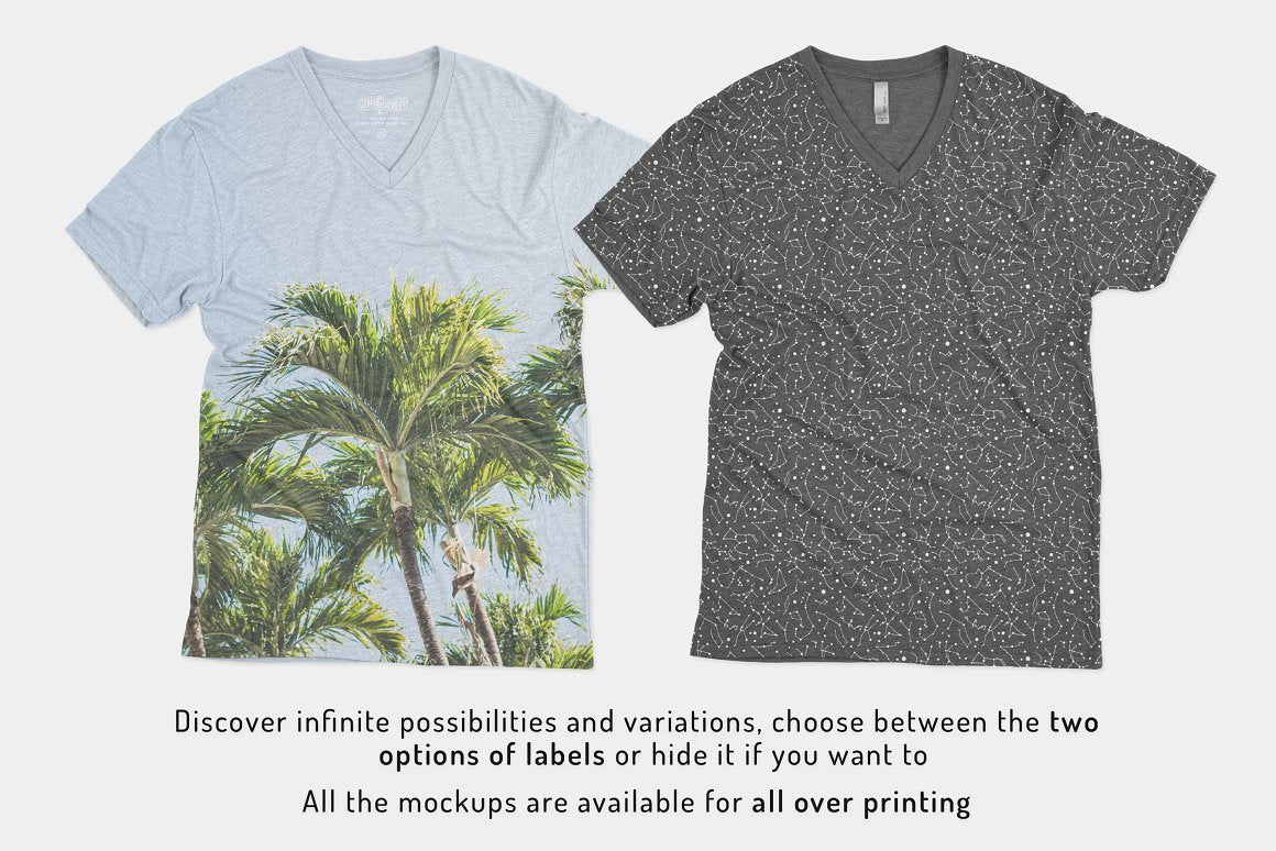 Mens Triblend Vee Tee Mockups