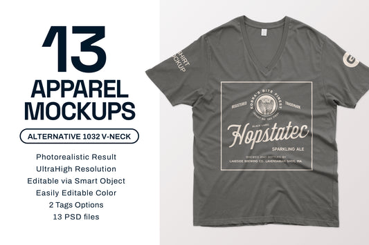 Alternative 1032 V-Neck Mockups