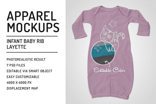 Infant Baby Rib Layette Mockups